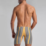 Striped Long Swimming Boxers // Black + Yellow (L)