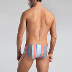 Striped Swimming Briefs // Blue + Black (S)