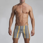 Striped Long Swimming Boxers // Black + Yellow (L)