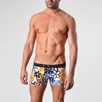 Floral Patterned Swimming Boxers // Orange + Black (XL)