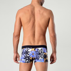 Floral Patterned Swimming Boxers // Orange + Black (XL)