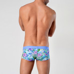 Hibiscus Patterned Swimming Trunks // Blue (S)