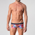 Tropical Patterned Swimming Trunks // Orange + Red (L)