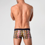 Circle Patterned Swimming Boxers // Black + Tan (XL)