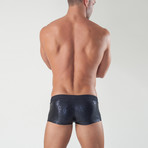 Square Patterned Swimming Trunks // Black (L)