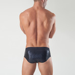 Square Patterned Swimming Briefs // Black (M)