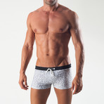 Square Patterned Swimming Boxers // Gray (S)