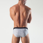 Square Patterned Swimming Briefs // Gray (S)