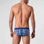 Circle Patterned Swimming Briefs // Blue (M)