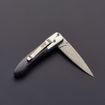 Woolly Mammoth Tooth Collection 4" Damascus Linerlock Knife BLUE