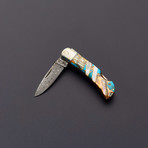 Damascus 3" Lock Back Gem Stone Exotics Kingmen // Turquoise