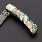 Damascus 3" Lock Back Gem Stone Exotics Kingmen // Turquoise