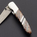 Woolly Mammoth Tooth Liner Lock Knife // Natural (Damascus Steel)