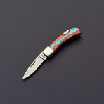 Lockback // Vein Turquoise Collection (Damascus Steel)