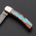 Lockback // Vein Turquoise Collection (Damascus Steel)