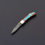 Lockback // Vein Turquoise Collection (Damascus Steel)