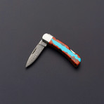 Lockback // Vein Turquoise Collection (Damascus Steel)