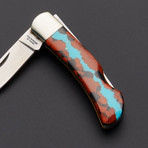 Lockback // Vein Turquoise Collection (Damascus Steel)