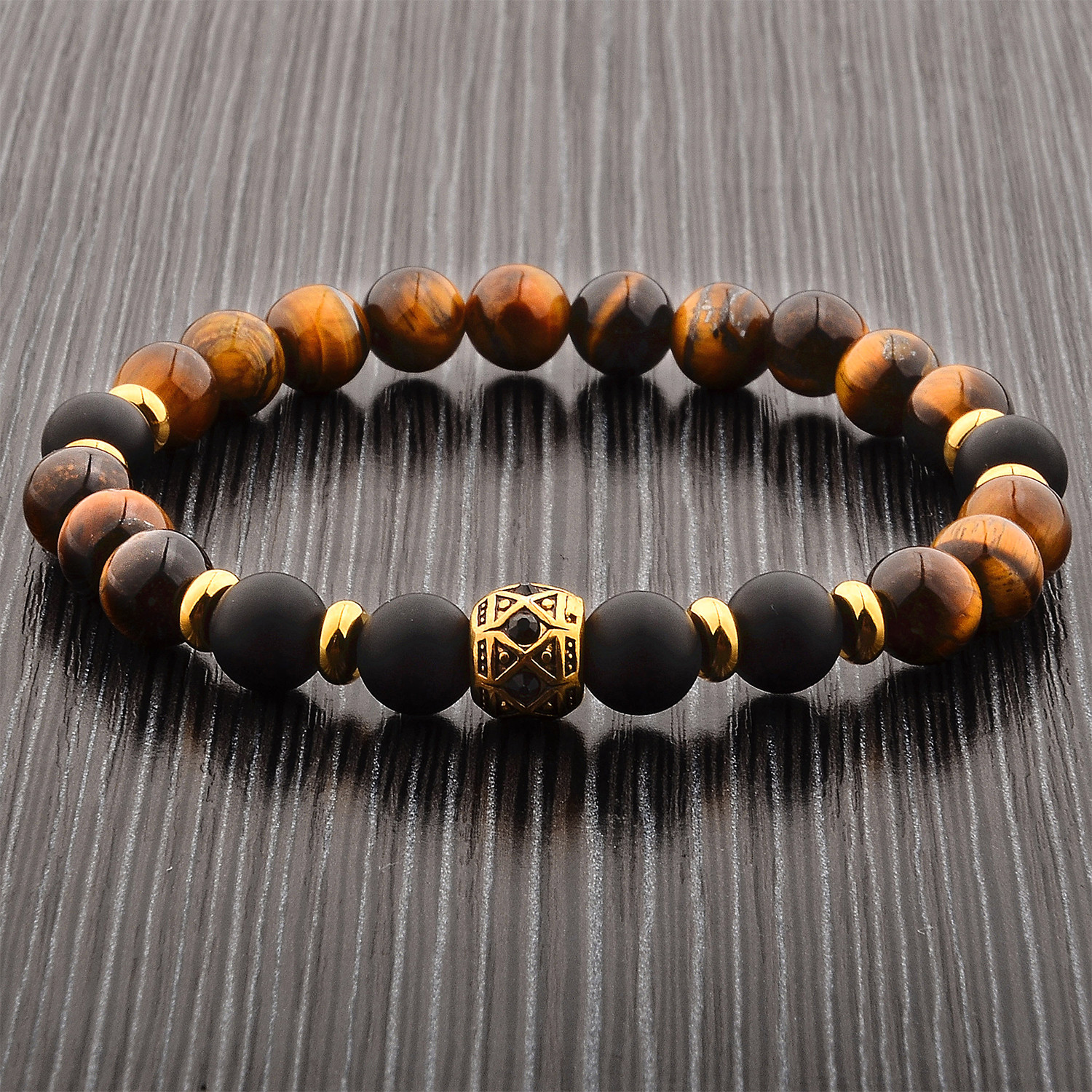 Onyx + Tiger Eye Bracelet With Gold - West Coast Jewelry - Touch of Modern