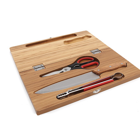Outdoor Cutting Board Knife Set // Wood