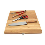 Outdoor Cutting Board Knife Set // Wood