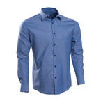 Plain Slim Fit Button-Up // Solid Navy Blue (L)