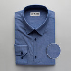 Plain Slim Fit Button-Up // Solid Navy Blue (L)