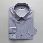 Plain Slim Fit Button-Up // Gray + Blue (S)