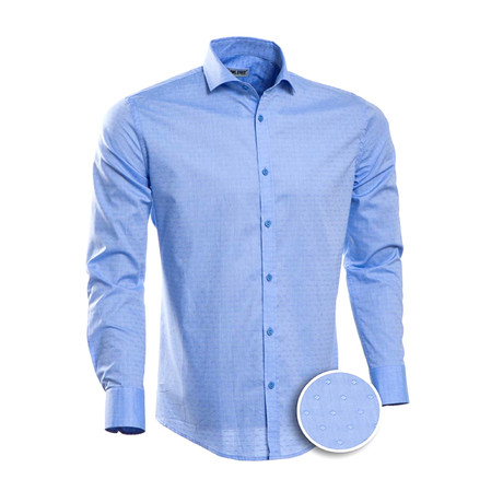 Patterned Slim Fit Dress Shirt // Blue Dots (S)