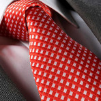 Square Silk Neck Tie // Red + Small White