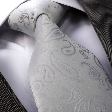 Paisley Silk Neck Tie // White