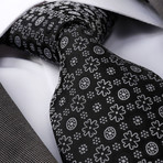 Snowflake Silk Neck Tie // Black + White