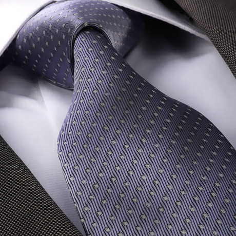 Circle Silk Neck Tie // Gray + White