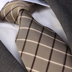 Plaid Silk Neck Tie // Beige + Brown