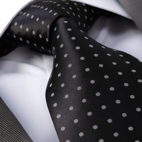 Dotted Silk Neck Tie // Black + Gray