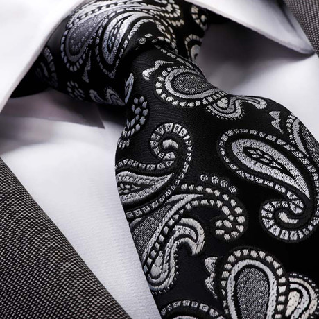 Metallic Silk Neck Tie // Slate Gray + Silver + Black