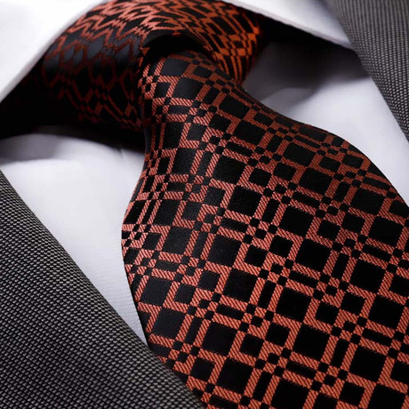 Silk Neck Tie // Tiger Orange + Black