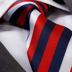 Striped Silk Neck Tie // Candy Red + Blue + White