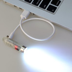 A5 Glowing 550 Lumens USB Rechargeable Keychain Flashlight (White+ Red Sidelights)
