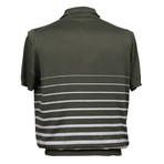 Gradient Striped Polo Shirt // Green + Gray (XS)