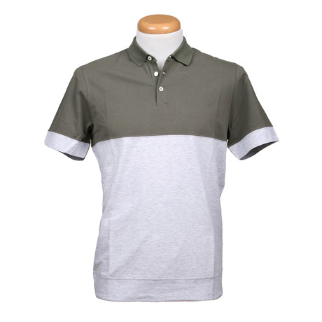 Slim Fit Polo Shirt // Green + Gray (XS)