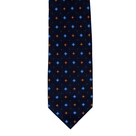 Barbuti Diamond Pattern Tie // Blue + Brown