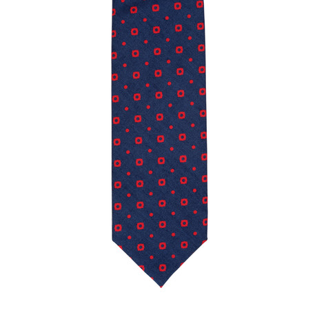 Barbuti Patterned Tie // Navy + Red