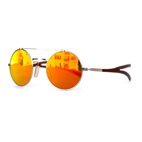 Model 10.03 Mirror Sunglasses // White Gold + Green Polarized + Crimson Mirror