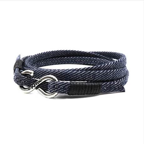 Denim Wrap + Solid Sterling Clasp // Blue (Small)