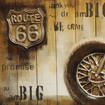Route 66 Motorcycle 3D Art // Wood Plank Oil Painting