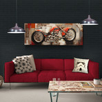 Red Motorcycle 3D Art // Wood Plank Oil Painting