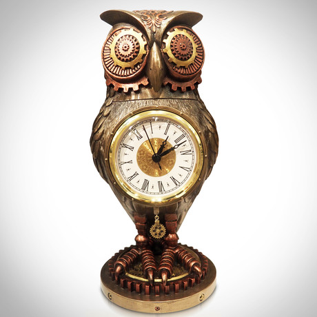Steampunk Owl Clock // Cast Bronze Statue
