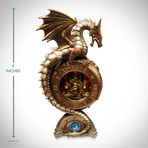 Steampunk Dragon Perching On Clock // Cast Bronze Statue