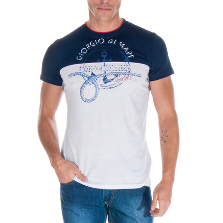 Jace T-Shirt Short Sleeve // White + Navy (S)